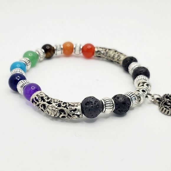 Hand Crafted Pride Gemstone Stretch Bracelet - Picture 5 of 10